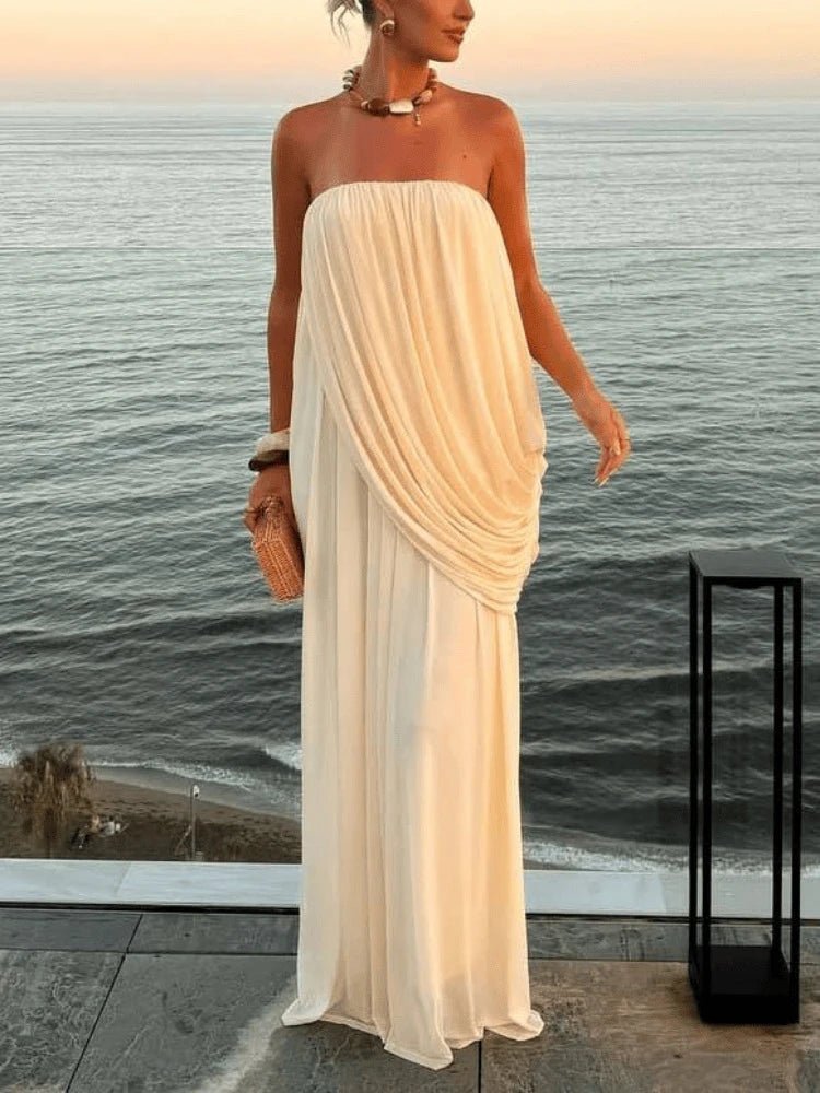 Madison Trägerloses Plissiertes Maxi-Kleid