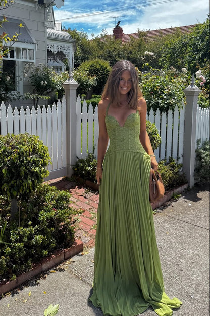 Indra Plissiertes Korsett-Maxikleid