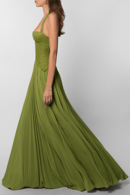 Indra Plissiertes Korsett-Maxikleid