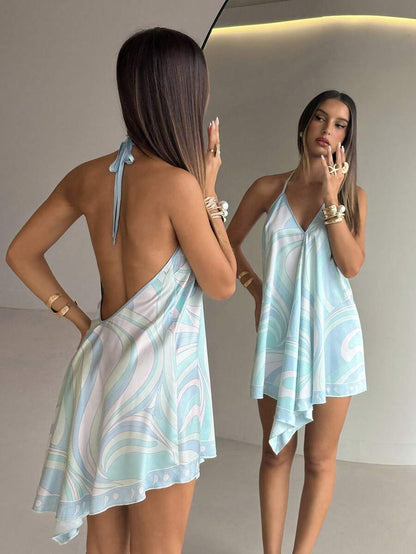 Sienna Asymmetrisches Deep-V-Strandkleid