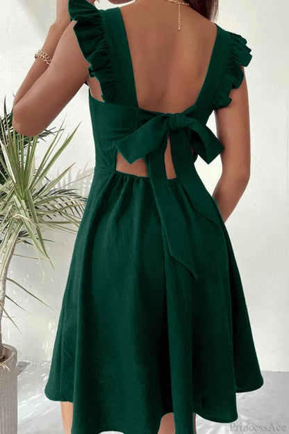 Carmen ärmelloses Minikleid mit Rüschenschleife am Rücken