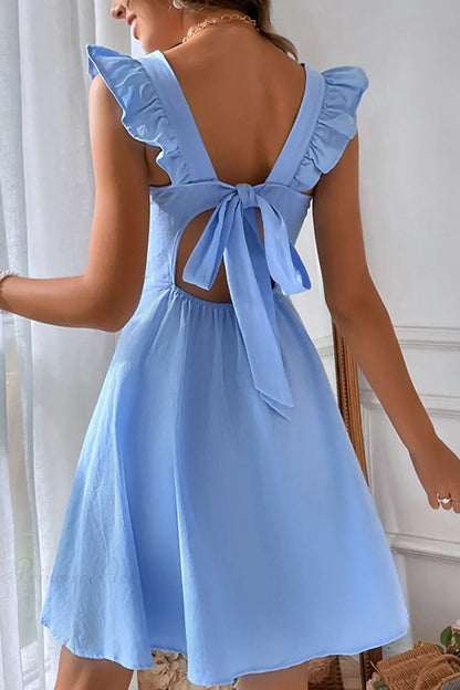 Carmen ärmelloses Minikleid mit Rüschenschleife am Rücken