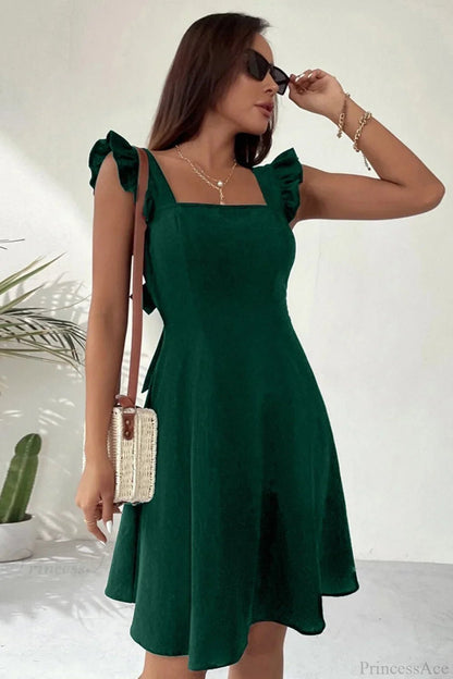 Carmen ärmelloses Minikleid mit Rüschenschleife am Rücken