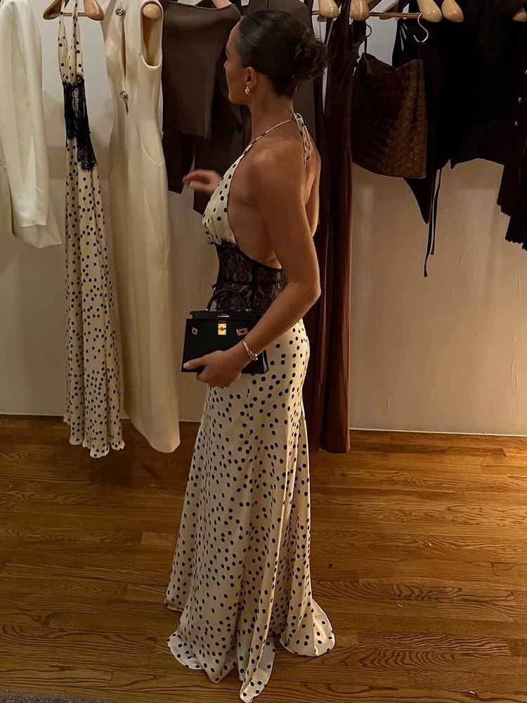 Sophia Gepunktetes Neckholder-Maxikleid