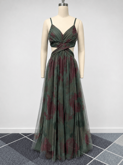Briony Blumen-Mesh Maxikleid