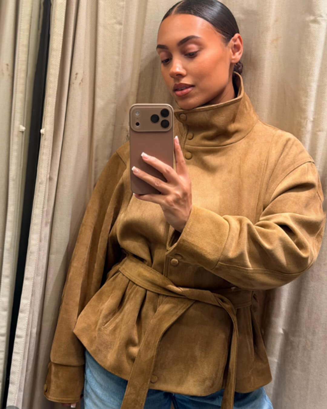Maria Lace-Up Suede Jacket