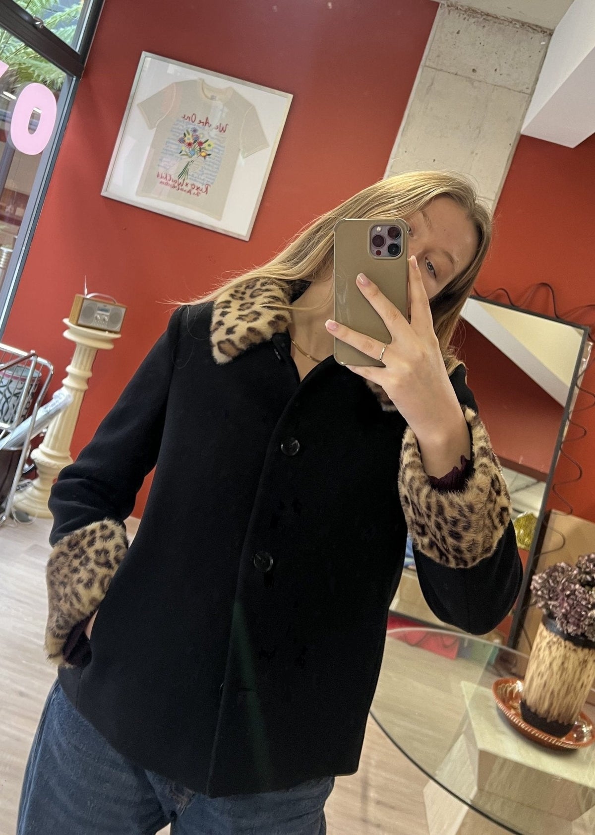 Laura Leo Kunstpelz Knopfjacke