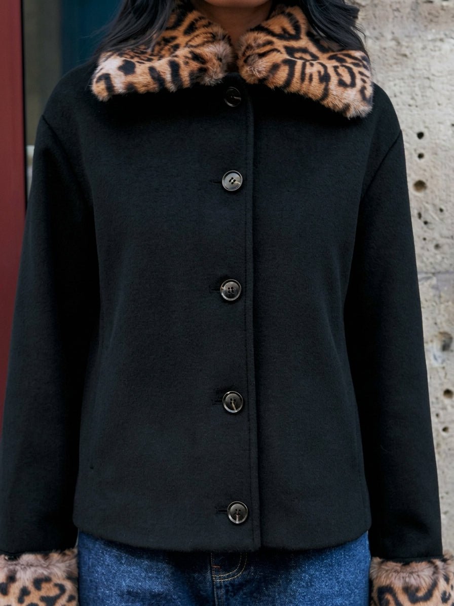 Laura Leo Kunstpelz Knopfjacke
