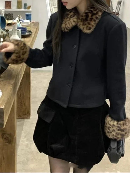 Laura Leo Kunstpelz Knopfjacke