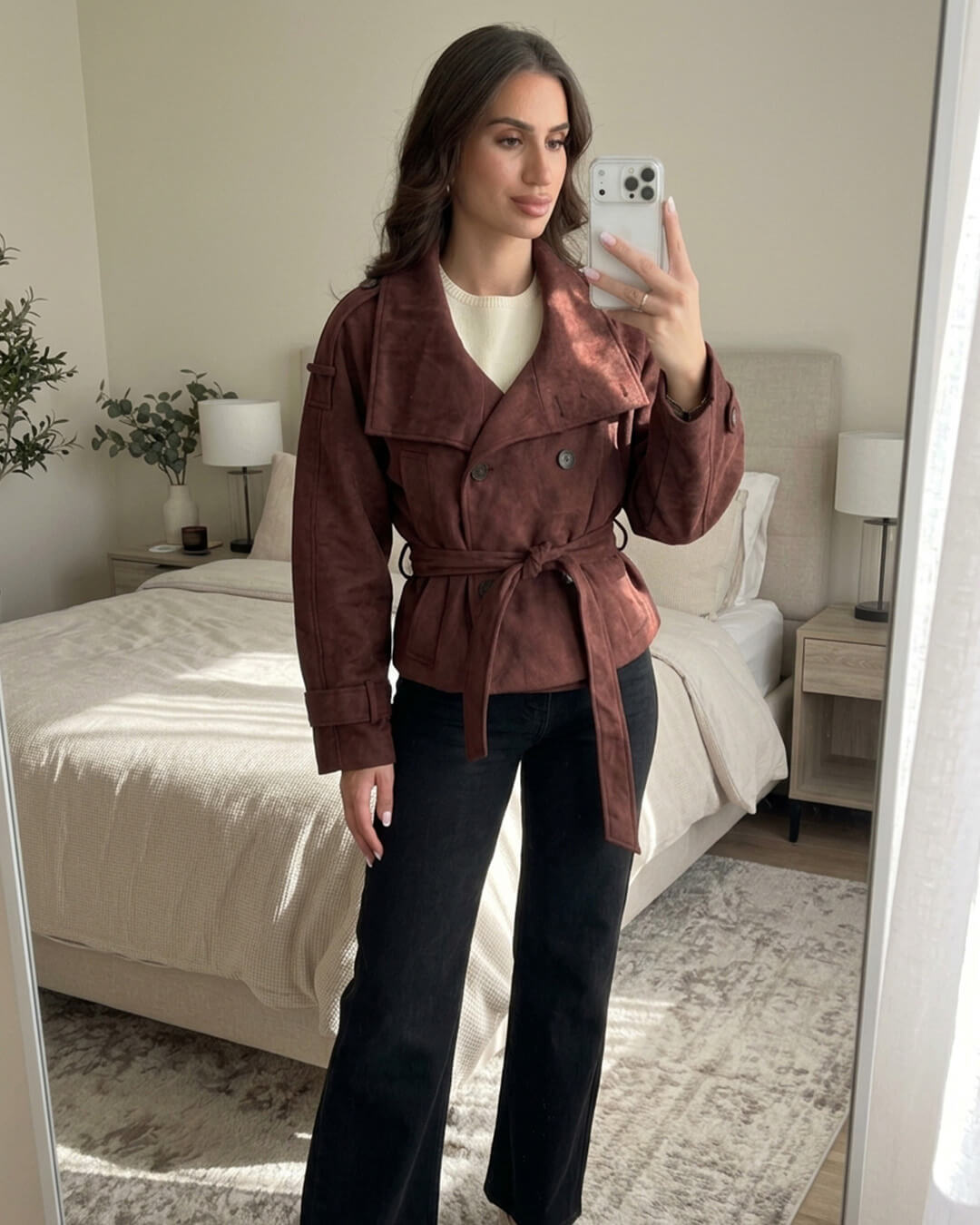 Miriam Funnel Neck Wildlederjacke