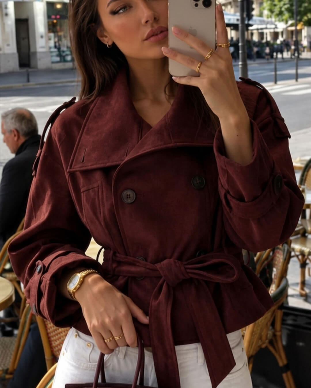 Miriam Funnel Neck Wildlederjacke