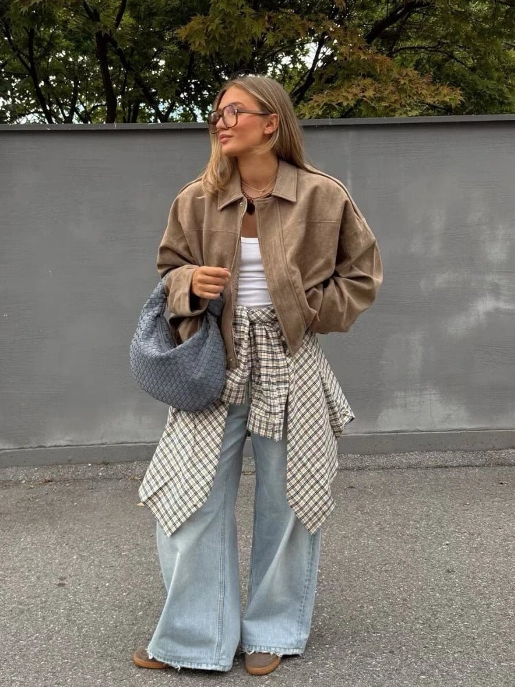 Sandra Wildleder Oversize Reißjacke