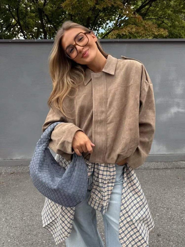 Sandra Wildleder Oversize Reißjacke