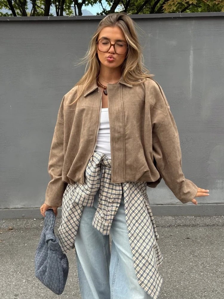 Sandra Wildleder Oversize Reißjacke