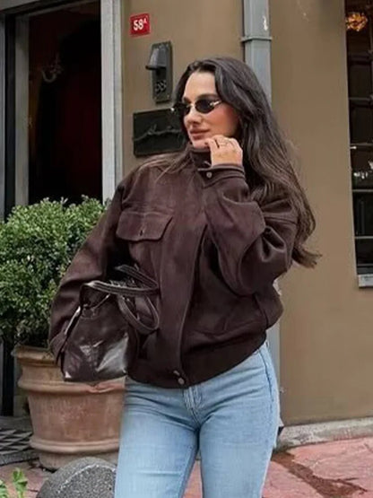 Valerie Vintage Oversized Bomber-Jacke