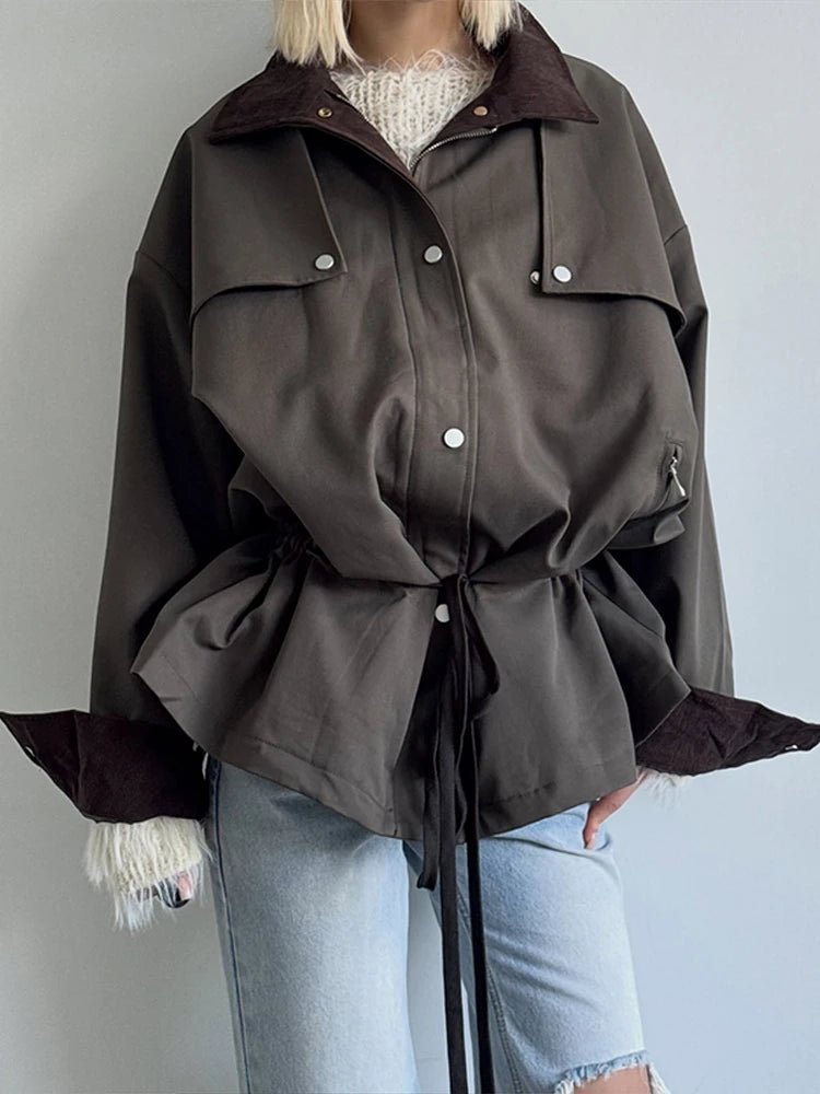 Ruth Contrast Collar Windbreaker Jacket