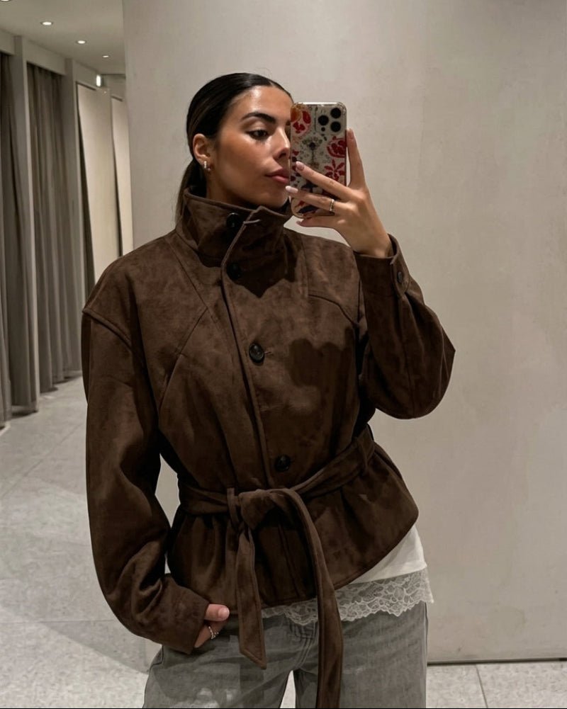 Sarah Kunstwildleder Schnürjacke