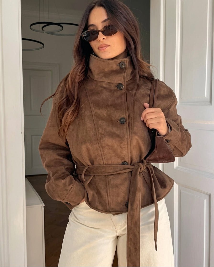 Sarah Kunstwildleder Schnürjacke