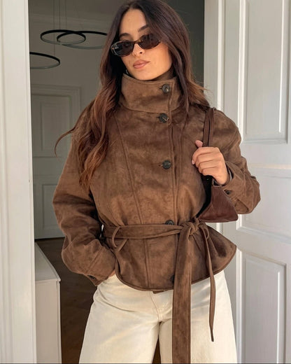 Sarah Kunstwildleder Schnürjacke