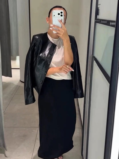 Lola Croc geprägte Kunstlederjacke