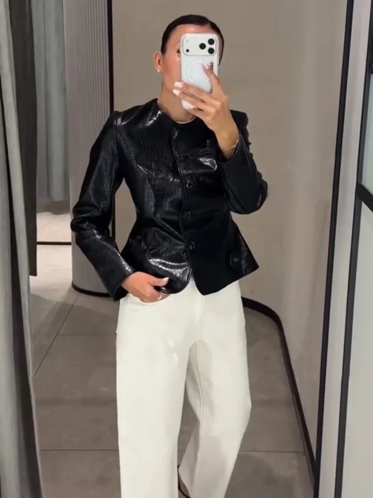 Lola Croc geprägte Kunstlederjacke