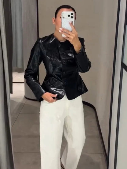 Lola Croc geprägte Kunstlederjacke