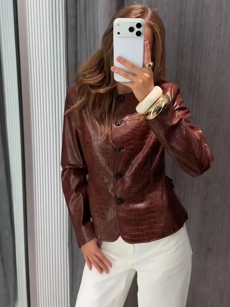 Lola Croc geprägte Kunstlederjacke