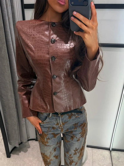 Lola Croc geprägte Kunstlederjacke