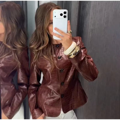 Lola Croc geprägte Kunstlederjacke