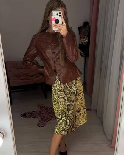 Lola Croc geprägte Kunstlederjacke