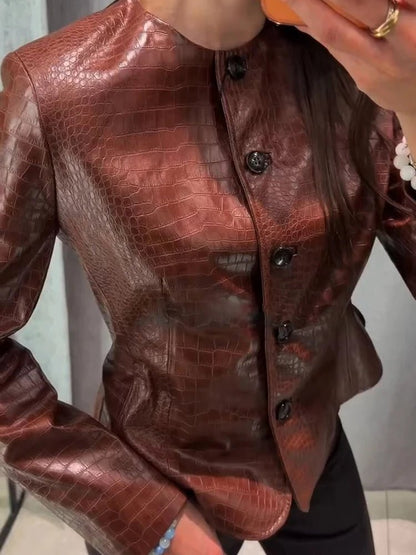 Lola Croc geprägte Kunstlederjacke