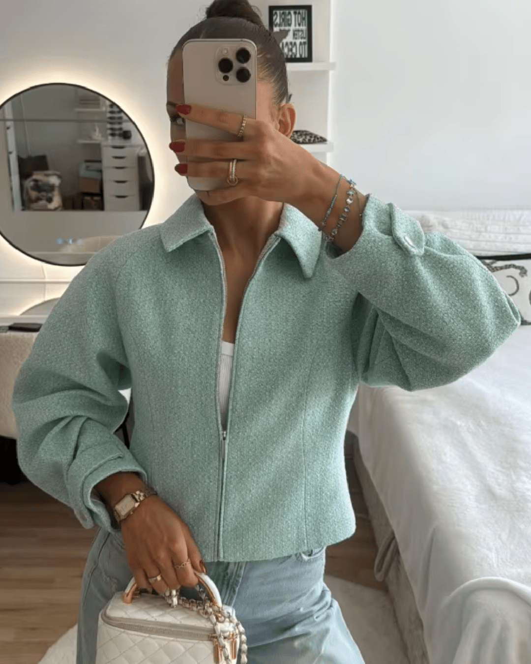 Katie Tweed Reißverschluss Cropped Jacke