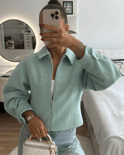Katie Tweed Reißverschluss Cropped Jacke