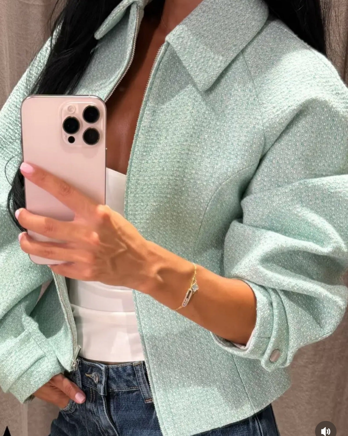 Katie Tweed Reißverschluss Cropped Jacke