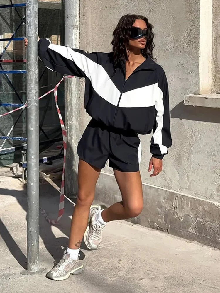 Gina Colorblock Jacket Shorts Set