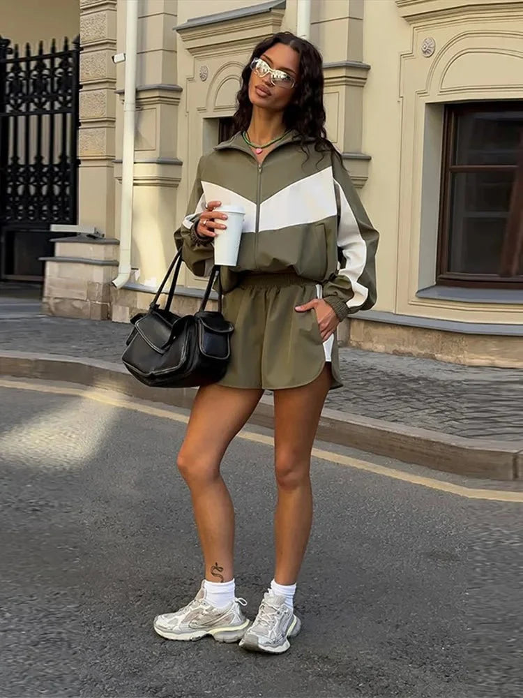 Gina Colorblock Jacket Shorts Set