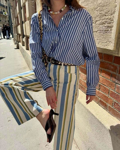 Oria Striped Low-Rise Trousers