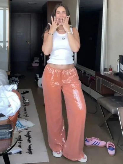Maya Pailletten-Weitbeinhose