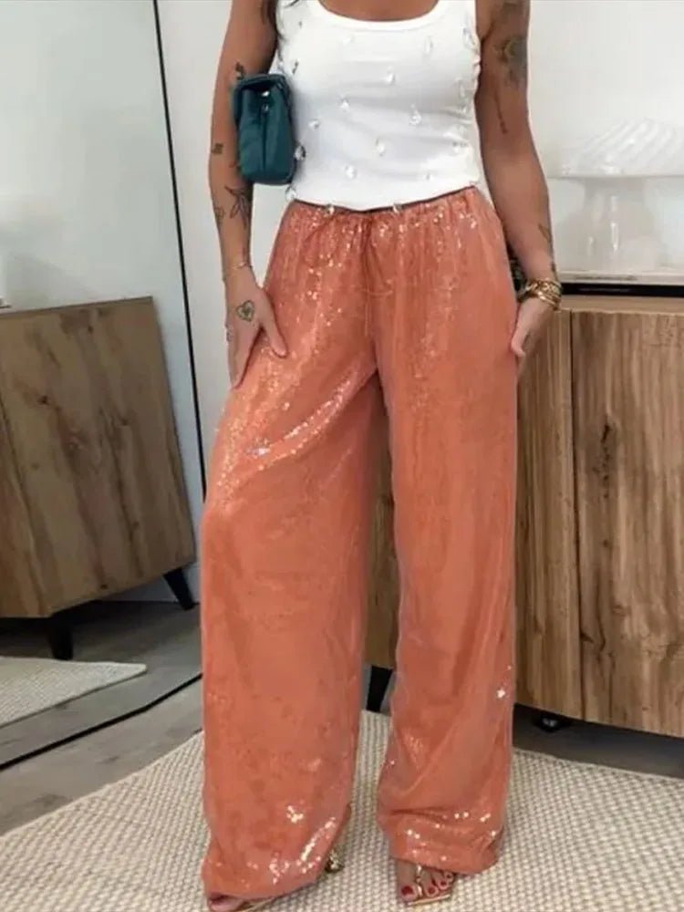 Maya Pailletten-Weitbeinhose