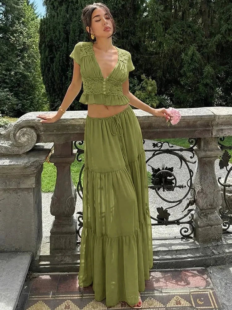 Juliana Set aus Spitze und Chiffon