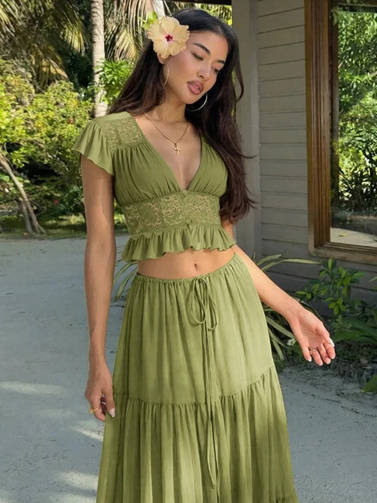 Juliana Set aus Spitze und Chiffon