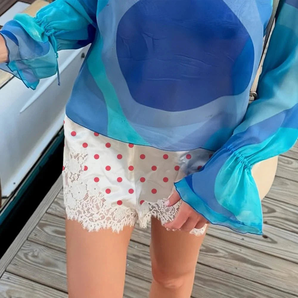 Riona Polka Dot Spitzenbesatz Shorts