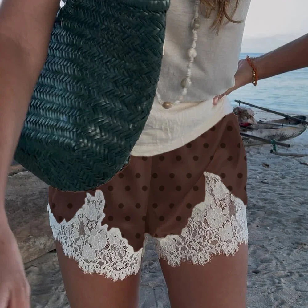 Riona Polka Dot Spitzenbesatz Shorts