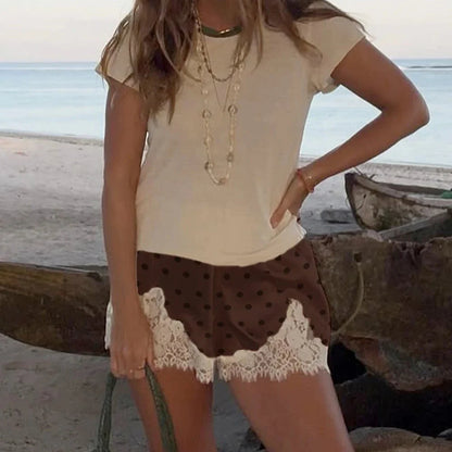 Riona Polka Dot Spitzenbesatz Shorts