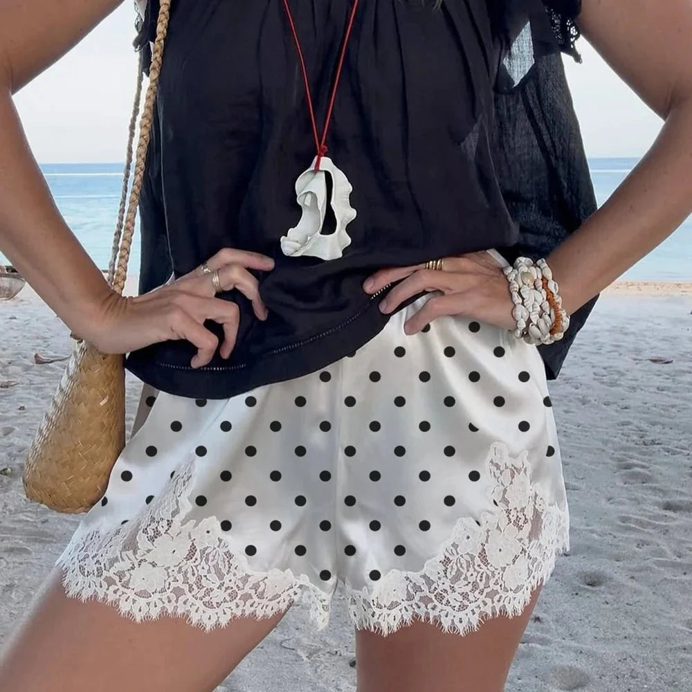 Riona Polka Dot Spitzenbesatz Shorts