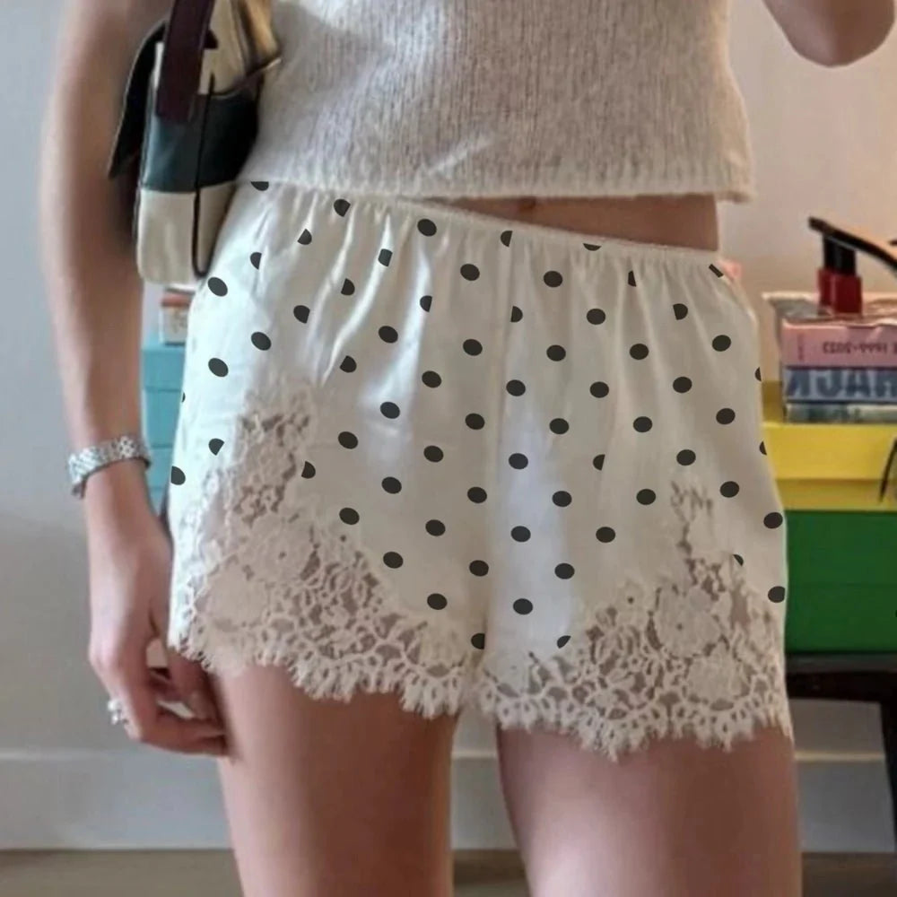 Riona Polka Dot Spitzenbesatz Shorts