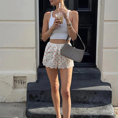 Riona Polka Dot Spitzenbesatz Shorts