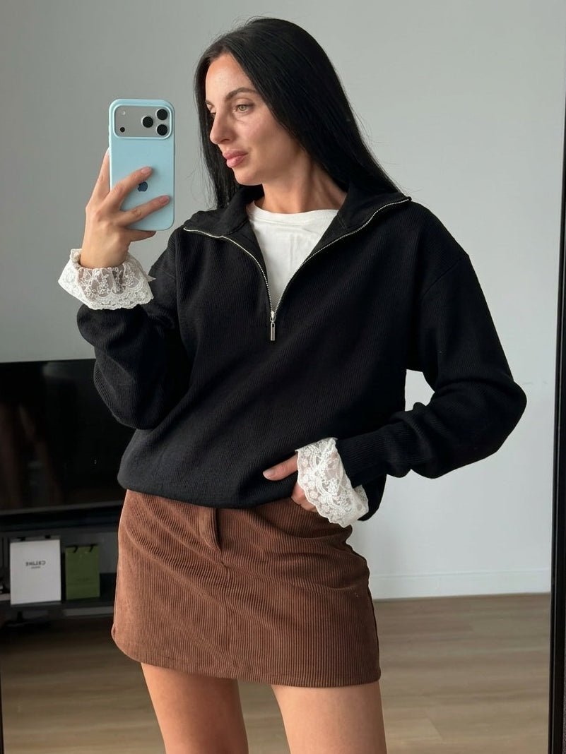 Alice Halb-Reißverschluss Strickpullover