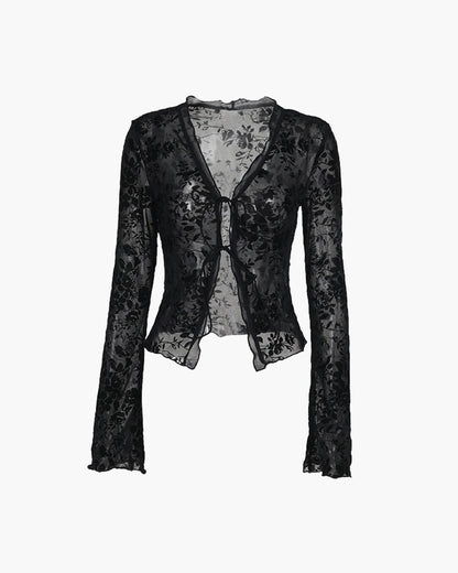 Sophia Tie Front Lace Blouse