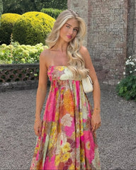 Abby Florales trägerloses Maxikleid